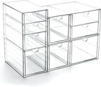 Prsildan Acrylic Drawer Makeup Organizer with 9 Drawers, Set of 3 Office Desk Organizers Accessories, Clear Stackable Storage Drawers for Vanity, Countertop, Craft, Jewelry, Art Supply Organization by Prsildan