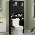 Vabches Over The Toilet Storage Cabinet with Doors & Paper Holder, Black by Vabches