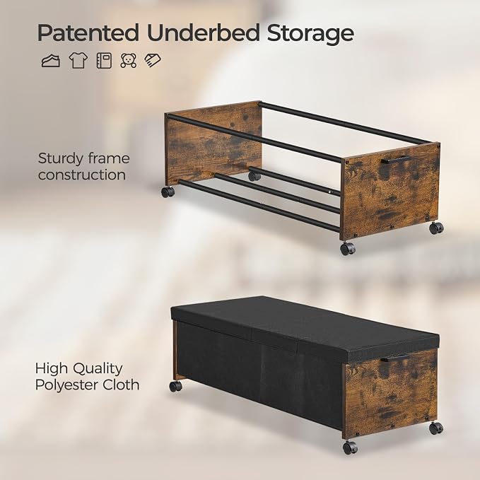 FOUCSSOMEI Under Bed Drawers on Wheels, XXXXL Size, UnderBed Storage with Wheels, Wooden Under Bed Storage, Heavy Duty, Patented Design - Image 2