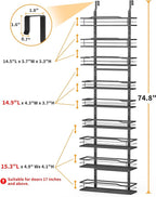 Moforoco 9-Tier Over The Door Pantry Organizer, Pantry Organization and Storage, Black Hanging Basket Wall Spice Rack Seasoning Shelves, Home & Kitchen Bedroom Bathroom House Essentials - Image 2