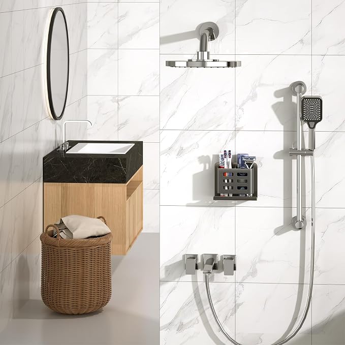 Grey Toothbrush Holder wall Mount, Aluminum，No Drilling Required - Image 7