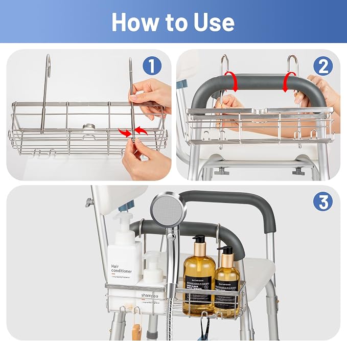 YUOROS 304 Stainless Steel Shower Caddy for Shower Chair - Image 8