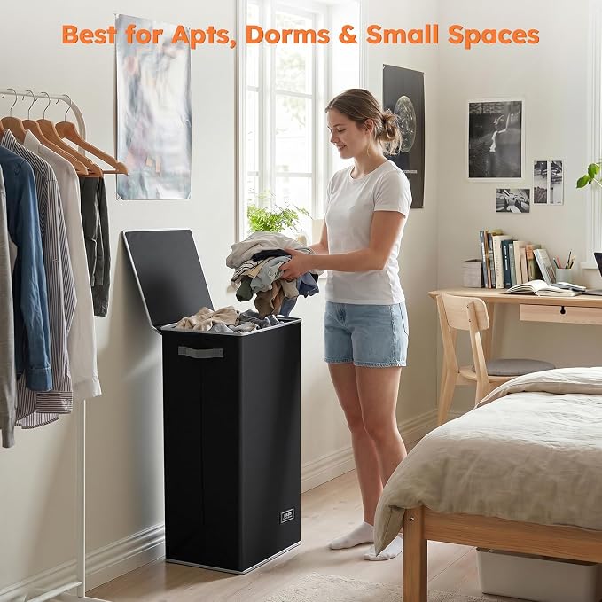 SOLEDI 100L Laundry Hamper with Lid, Large Collapsible Laundry Basket - Image 2
