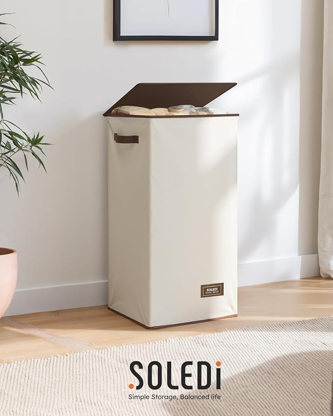 SOLEDI Slim Laundry Basket with Lid, Narrow Laundry Hamper for Small Space - Image 9