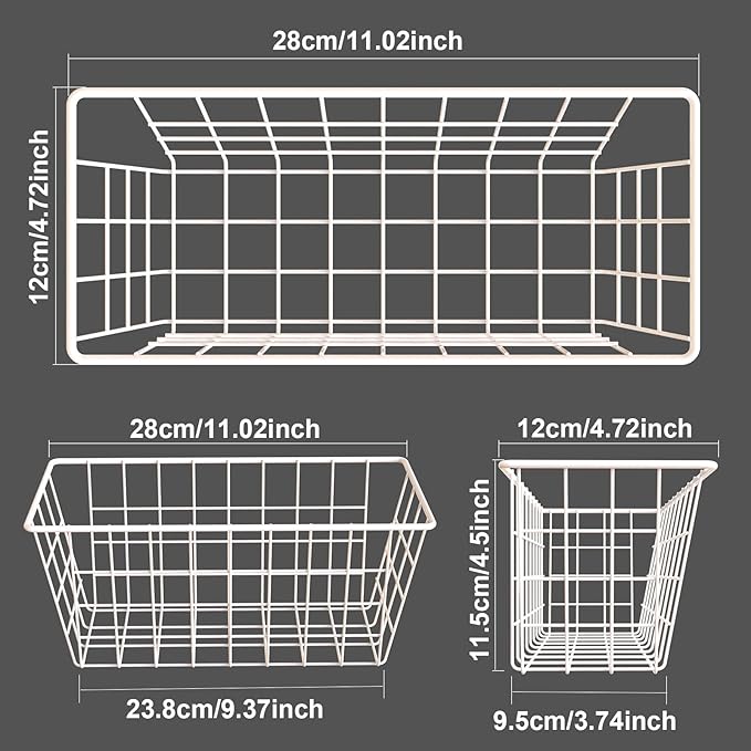 MaraFansie Wall Wire Baskets Adhesive Basket Hanging Kitchen Baskets No Drilling for Cabinet & Pantry Organization and Kitchen, Bathroom, Bedroom Storage, 4 Pack, White - Image 2