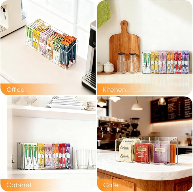 Aieve 2 Pack Drink Packet Organizer, Water Drink Packet Holder with Removable Dividers for Pantry Organizers and Storage, Water Flavor Powder Mix Holder for Kitchen Storage Organization - Image 9