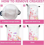 MAIZMZ Pink Castle Storage Bins Organizer Toy Box Laundry Basket Large Canvas Collapsible Chest for Home/Dorm/Kitchen/Pet/Office/Closet/Shelf/Gift Baskets - Image 5