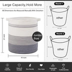 OIAHOMY 80L Laundry Basket Laundry Hamper Nursery Hamper White&Gray - Image 4