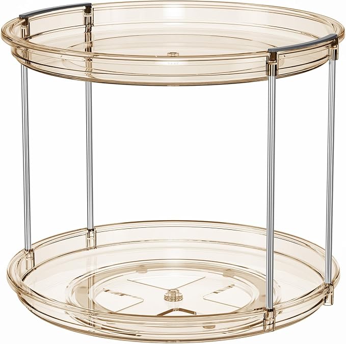 LAMU 2 Tier Lazy Susan Turntable Organizer 9.25'' Rotating Spice Rack Organization for Cabinet, Kitchen, Pantry, Countertop, Bathroom, Vanity, Medicine Cabinet Organizer, Amber - Image 7