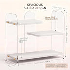 3-Tier Acrylic & Wood Bathroom Vanity Countertop Organizer Shelf - Image 2