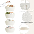 Dahey Over The Door Hanging Basket Storage 4-Tier Woven Wall Basket, White - Image 5