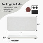 2PCS 7"x3.5" Water Absorbing Bathroom Sink Vanity Trays, Diatomite Stone Quick Drying Mat for Kitchen Counter, Dish Rack Dispenser Sponge Holder Caddy Organizer, Beige, 7"x3.5" - Image 3