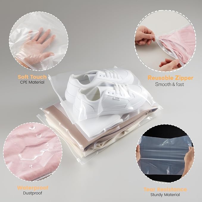 50pcs Clear Zipper Clothing Bags, 14x16 Inch Plastic Clothing Shipping Bags - Image 4