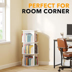 SpaceAid 3 Tier Rotating Bookshelf Tower, Spinning Bookcase Lazy Susan, Revolving 360 Book Shelf Storage Round Carousel, Vertical Rotate Turning Spiral Corner Organizer, White - Image 5