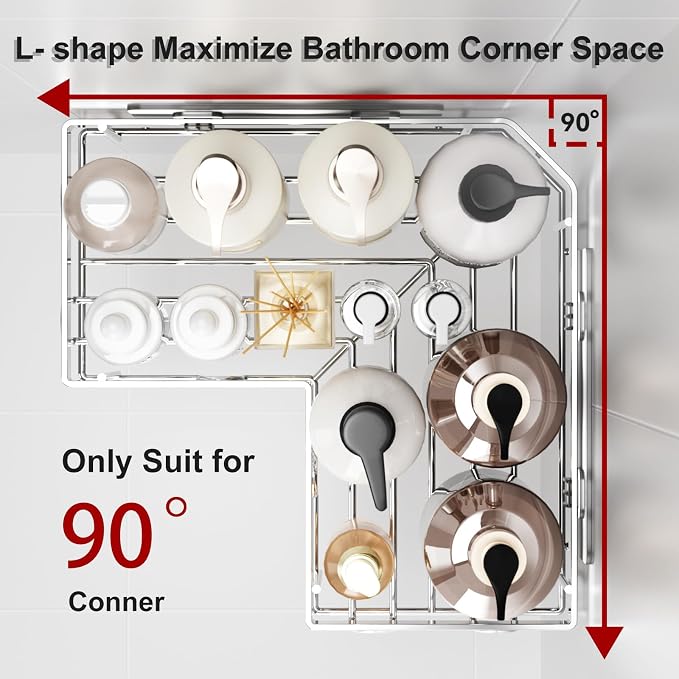Liuoud Corner Shower Caddy 5 Pack Adhesive Stainless Steel Organizer Silver - Image 5