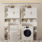 knoworld Fluted Over The Toilet Storage Cabinet, Above Toilet Bathroom Organizer with Toilet Paper Holder, Modern Behind Toilet Cabinet, Space Saver for Restroom, Bathroom, Laundry, White - Image 3