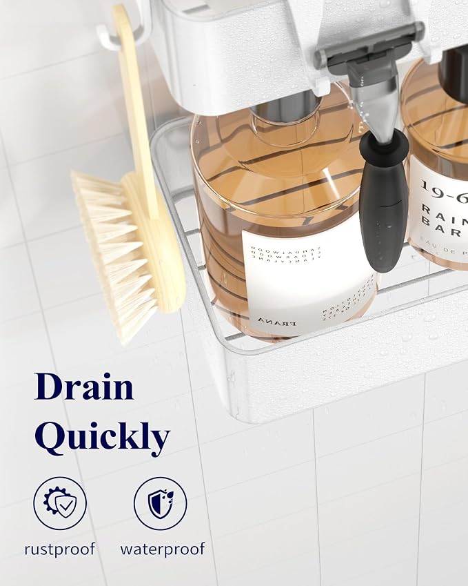 Kitsure Shower Caddy Adhesive, Stylish Shower Organizer, Large, White - Image 5