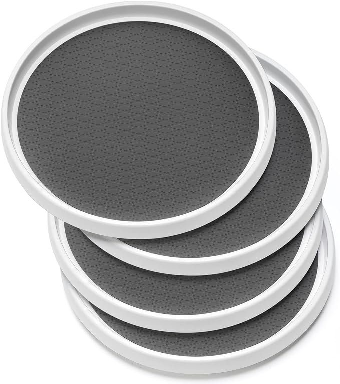 12-Inch Non-Skid Turntable Lazy Susan Organizer [4 Pack] - Spinning Rack for Cabinet Table Top, Pantry Organization Storage, Kitchen, Fridge, Vanity, Countertop, Under Sink Organizing, Spice Spinner - Image 9