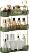 YCIA&DONE Corner Bathroom Counter Organizer, Makeup Organizer for Vanity, Skincare Cosmetic Perfume Tray, Corner Countertop Shelf Rack Storage for Bathroom Kitchen 3 Tiers (Vintage Green) by YCIADONE