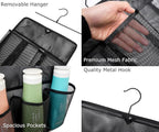 ALYER Mesh Shower Organizer, Shower Caddy with Rotating Detachable Metal Hanger, Quick Dry Bathroom Storage for Toiletry Accessories, Portable Shower Bag for RV, Dorm, Gym and Travel, Gray - Image 3