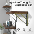 BAYKA Wall Shelves for Bedroom Decor, Wood, Rustic Brown, Set of 3, 36in - Image 7