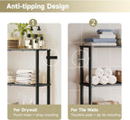 Over The Toilet Storage,3-Tier Bamboo Bathroom Shelf with Paper Holder - Image 6