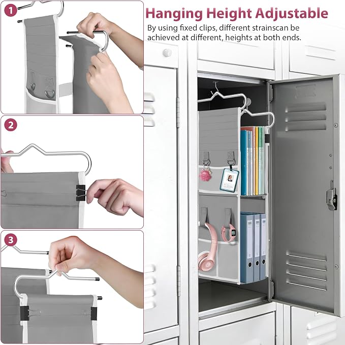 LOVEGRASS 3 Shelf Locker Organizer with Side Pockets, White and Grey - Image 6