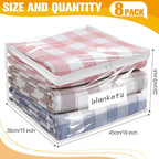 Plastic Storage Bags with Easy-Glide Zipper, Pack of 8, Durable Clear Vinyl Zippered Storage Bags for Clothes Sweaters Comforters Blankets Sheets Bedding (18 x 15 x 9 Inch, Transparent White) - Image 3