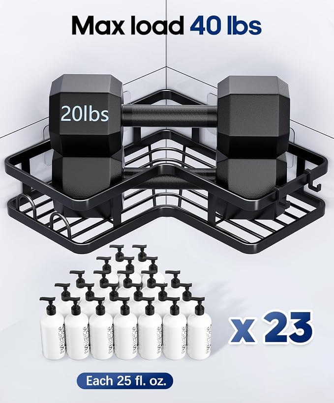 3 Pack Corner Shower Shelves, Rustproof Shower Organizer Caddy - Image 4