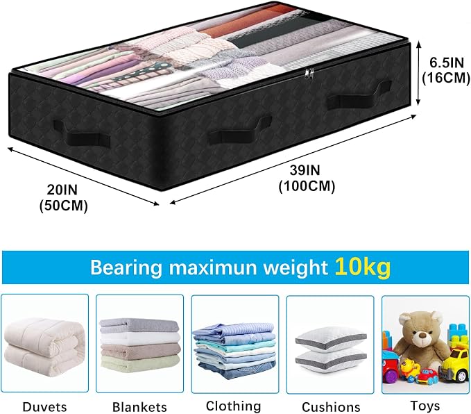 BiCINE 90L Under Bed Storage Containers, 6 Pack Foldable Closet Organizers and Storage Bins with Lid Clothes Underbed Storage Bags for Wrapping Paper, Blanket, Comforter, Towels, Sweaters, Pillows - Image 3