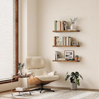 BAYKA Rustic Brown Floating Shelves 35.4in, Set of 2, Wall Mount Wood Shelf (Pack of 2) - Image 4