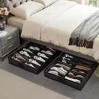 Lifewit Under Bed Shoe Storage Organizer 1 Pack(16 Shoes Cells), 4.3 Inches Profile Fabric Shoes Container Box with Clear Cover, Foldable Storage Bag with 2 Handles, Fits 8 to 16 Pairs - Image 9