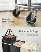 SONGMICS 3-Section Laundry Basket with Wheels, 76.6 Gallons (290 L) Hamper - Image 5