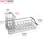 SWTYMIKI Multifunctional Kitchen Sink Caddy - Large Sponge Holder for Kitchen Sink with Removable Brush Holder + Drip Tray, Silver - Image 7