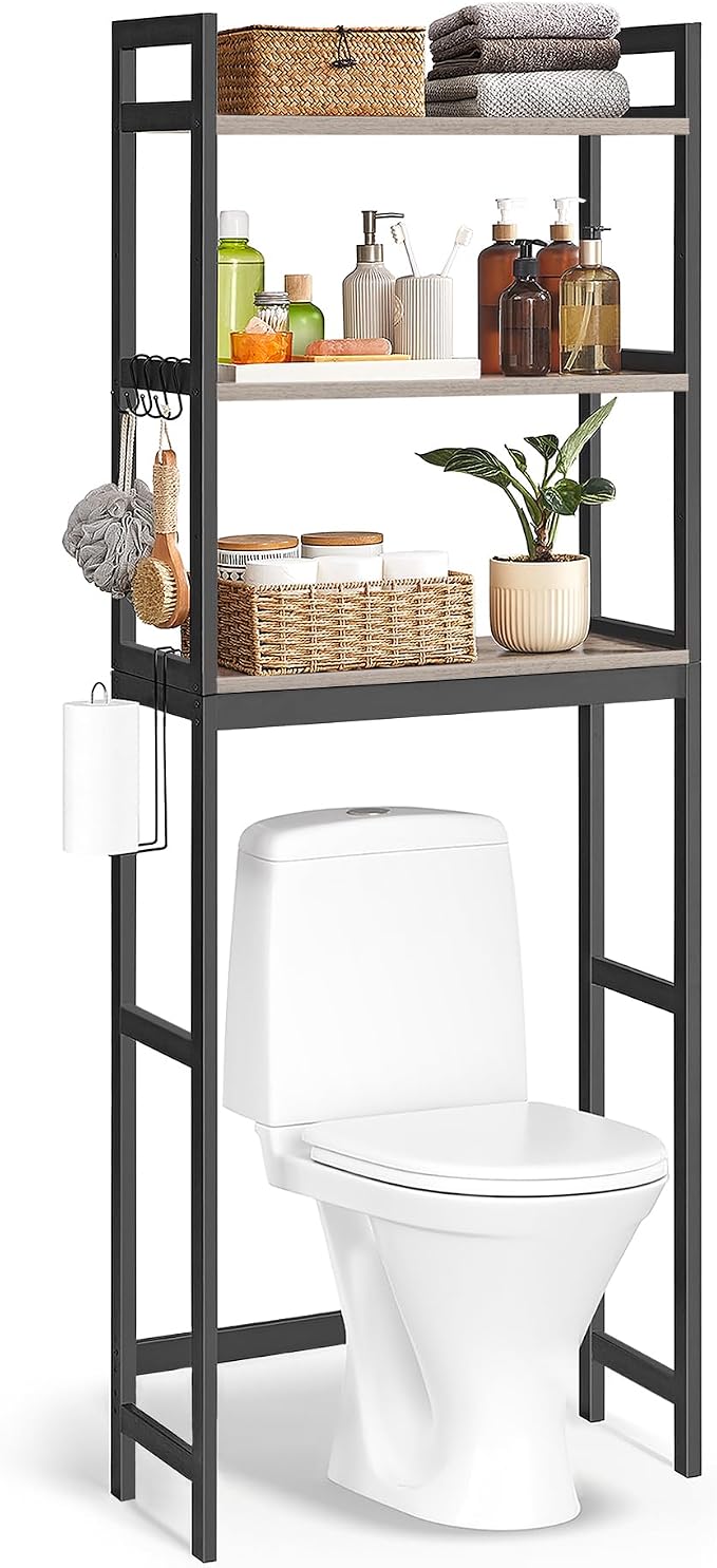 SONGMICS 3-Tier Bamboo Over The Toilet Storage, Adjustable Shelf, 66.9''H by Unknown