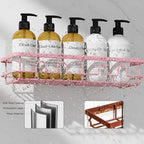 Adhesive Shower Caddy, Large Capacity Shower Racks for Inside Shower, No Drill Bathroom Shower Organizer and Storage, 2 Pack Pink Bathroom Shelves, Home Decor Rv Accessories, Apartment - Image 3