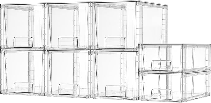 Vtopmart Clear Stackable Storage Drawers, 8 Pack Medium Set by Vtopmart