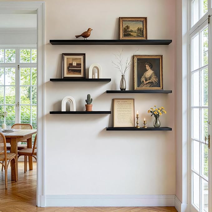 BAYKA Black Floating Shelves 22.5in, Set of 3, Wall Mounted for Wall Decor - Image 2