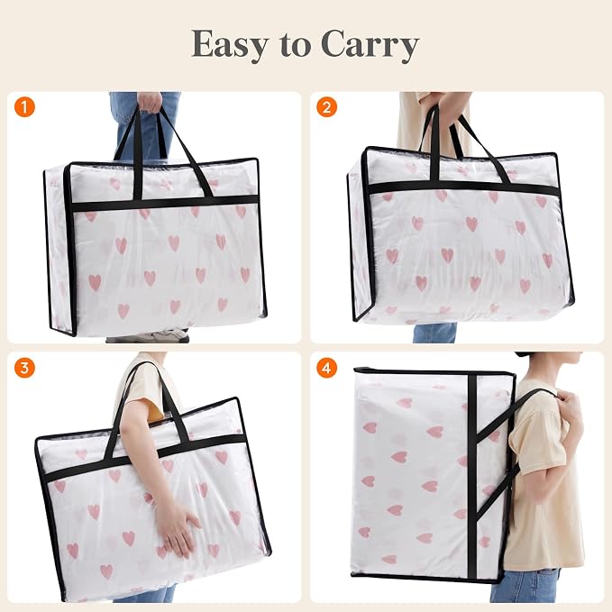 Lifewit 75L Clear Clothes Storage Bags,Plastic Foldable Blanket Storage Bag | 2 Pack Vinyl Foldable Moving Bags with Zipper, Closet Organizers and Storage Containers for Bedding, Duvet, Comforter - Image 6