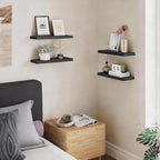 BAYKA Floating Shelves for Wall, Wall Mounted Rustic Wood Shelves for Bathroom, Bedroom, Living Room, Kitchen, Hanging Shelf for Books/Storage/Room Decor with 22lbs Capacity (Black, Set of 3, 15.7in) - Image 2