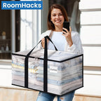 RoomHacks Moving Bags, Heavy Duty Large Storage Bags, 100L, 6 Pack, Clear | Water-Resistant Packing Bags with Reinforced Handles & Dual Zippers, Foldable Storage Totes for Dorm Move & Home Organization - Image 6