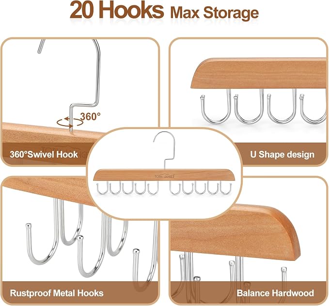 TOPIA HANGER Bra Hanger for Closet, Tank Top Hangers Space Saving Natural - Image 7