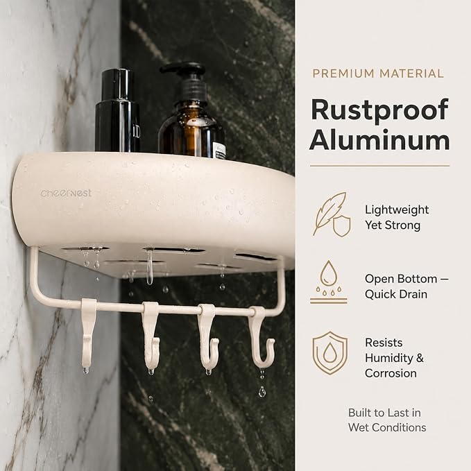 Corner Shower Caddy Suction Cup, Removable Bath Organizer Shelf - Image 8