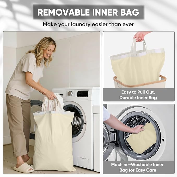BALEINE 100L Laundry Hamper with Lid, Large Laundry Basket Bin - Image 2