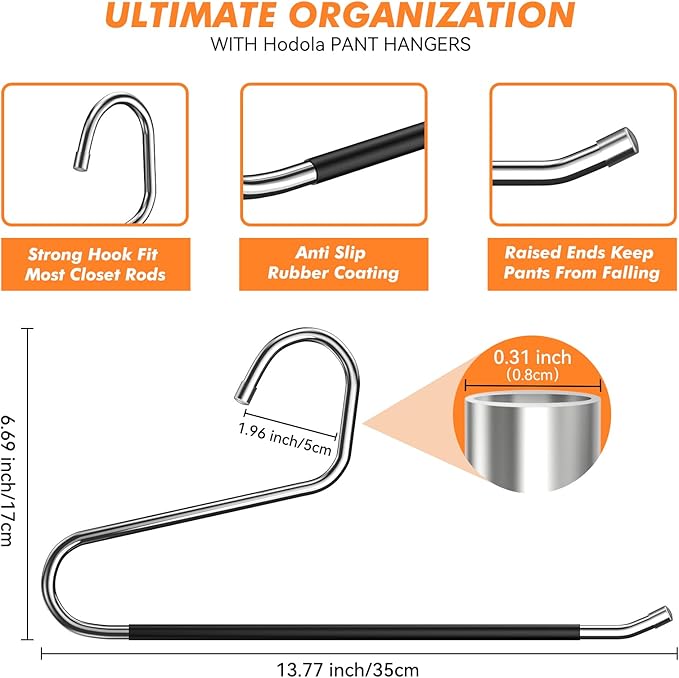18 Pack Pants Hangers Space Saving,Open Ended Metal Pant Hangers - Image 6