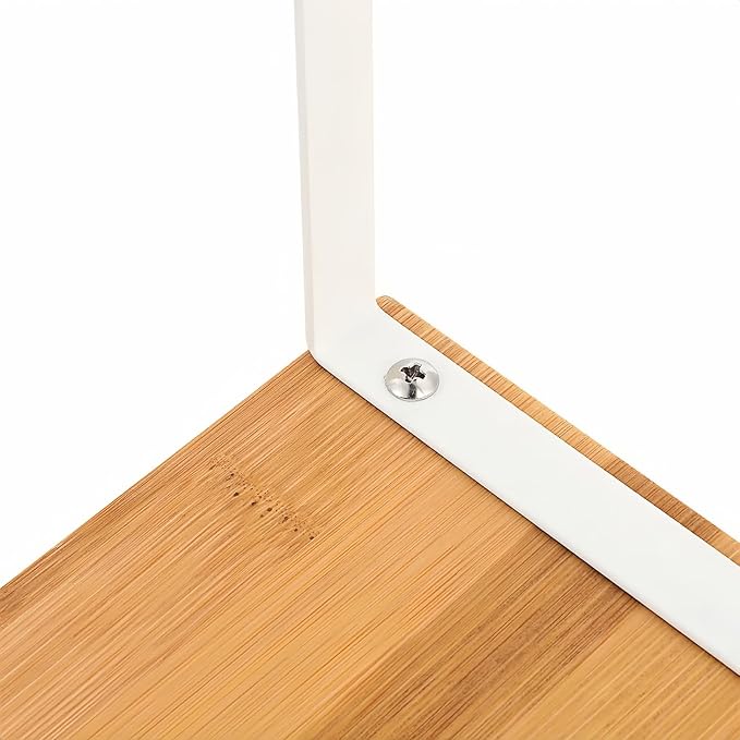 NEX Bamboo Kitchen Cabinet and Counter Shelf Organizer, Stackable & Expandable, Set of 4, White and Natural - Image 7