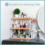 Uneviesyka Bathroom Counter Organizer, 3-Tier Standing Storage Shelf with Basket, Wood Tray for Skincare Vanity Organizer(White) - Image 5