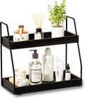 ZGO 2-Tier Modern Bathroom Counter Organizer, Wooden Sink Organizer Shelf for Vanity Storage, Makeup Bedroom Corner (Black Frame, 2 Shelves) by ZGO
