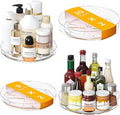4 Pack Clear Lazy Susan, 9+10 Inch Turntable Organizer, Non-Skid Rotating Tray for Cabinet, Kitchen Pantry Organization and Storage, Acrylic Spinner for Refrigerator, Bathroom Vanity and Spice Rack by Lulltou