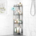 SWTYMIKI Standing Shower Caddy Corner - 4‑Tier Stainless Steel Shower Organizer Shelf with 12 Hooks and Adhesive Pads, Rustproof Corner Shelves Stand Rack for Bathroom Shower Room, Gray by SwtyMiki-TidyHomeSweetLife